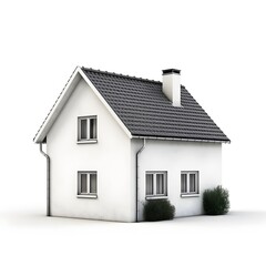 A house with black roof on a white background