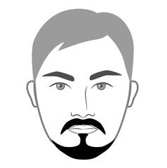 Balbo with Soul Patch Beard style men in face illustration Facial hair mustache. Vector portrait male Fashion template flat barber collection. Stylish hairstyle isolated outline on white background.