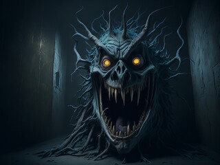 Creepy monster in a haunted house. Generative AI
 - obrazy, fototapety, plakaty
