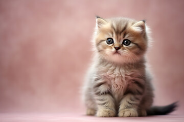 Naklejka na ściany i meble Cute tabby kitten portrait studio shot