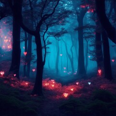 Fototapeta premium night in the forest with trees
