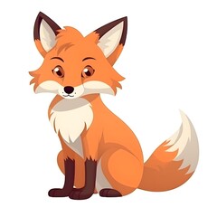Fototapeta premium red fox isolated on white cartoon style