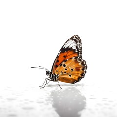 Fototapeta na wymiar walking butterfly on a white background