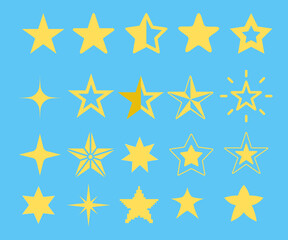 Icon set Illustrasi Yellow star shape. Vector 