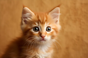 Fototapeta premium Cute ginger kitten portrait studio shot face