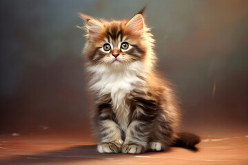 Naklejka na ściany i meble Cute fluffy kitten portrait studio shot