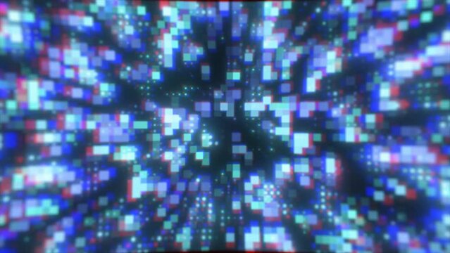 Abstract blue futuristic hi-tech energy particles dots and squares magical bright glowing background