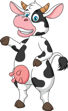 Cute cow mascot cartoon posing. Cute animal mascot cartoon