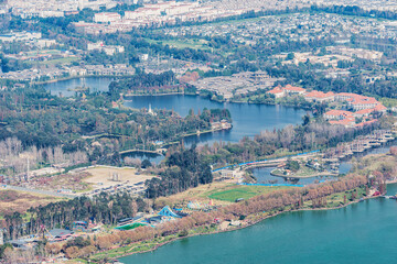 Aerial view of Dianchi lake by Kunming. China.