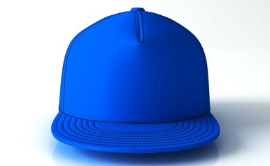Images of blue baseball cap isolated on white background. 3d rendering.