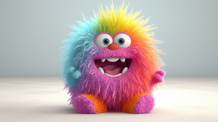 Fototapeta premium Rainbow monster. 3d creatures