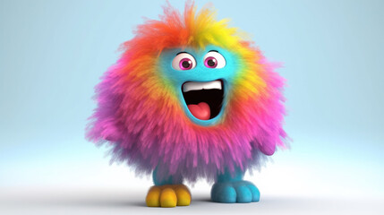 Naklejka premium Rainbow monster. 3d creatures