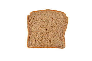 Slice of whole grain bread rectangular loaf top view isolated transparent png. Porous bread...