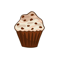 Cupcake isolated on white background. Vector illustration in cartoon style.