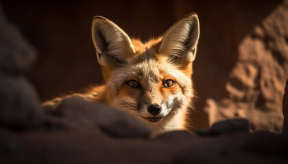 Red fox looking cute in natural wilderness generated by AI