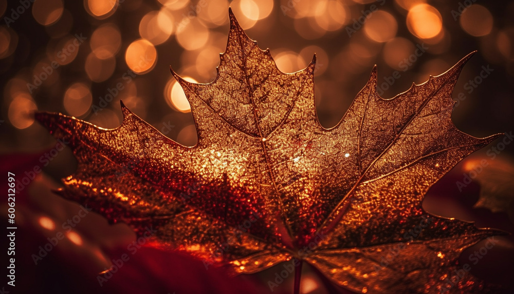 Wall mural vibrant maple tree glows gold in autumn generated by ai