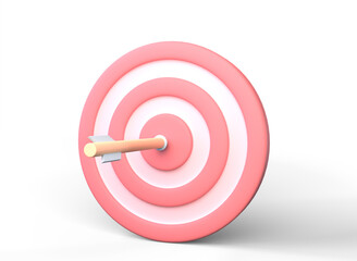 illustration dart arrow hit the center of target. goal of success, target achievement concept 3d-rendeirng