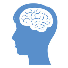 Man head with brain silhouette icon