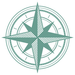 Vintage Nautical Wind Rose Compass Icon Vector Illustration. Mapmaking and Navigation, Navigational Illustrated Vector Compass