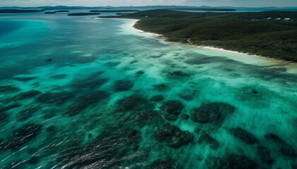 Obraz premium Turquoise waves crash on idyllic tropical reef generated by AI