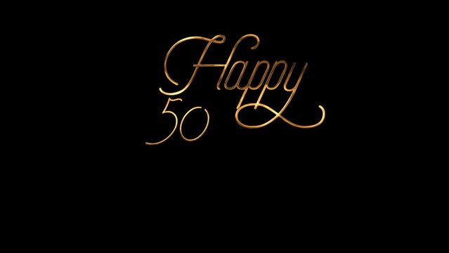 Happy 50th Birthday animation golden letters. Perfect for greeting cards and celebrations. Happy Birthday Videos 4k.