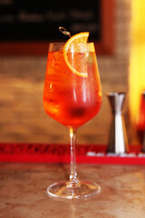 Apperol spritz drink at bar close up