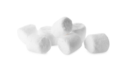 Pile of sweet puffy marshmallows isolated on white