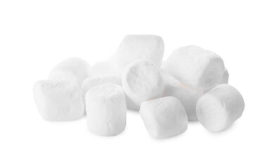 Fototapeta na wymiar Pile of sweet puffy marshmallows isolated on white