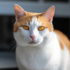 A close up of a cat with yellow eyes Generative Ai