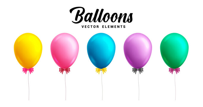 Birthday balloon set vector design. Birthday balloon party elements collection. Vector illustration colorful element.
