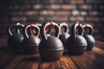 Fototapeta na wymiar Discover your athletic potential: kettlebells for a functional workout that will awaken your competitive spirit,stacked,Generative AI