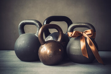 Fototapeta na wymiar Transform your body with kettlebells: Discover the power of functional training at home,stacked,Generative AI