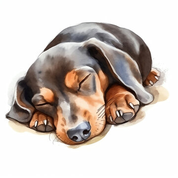 dachshund with style hand drawn watercolor digital painting illustration