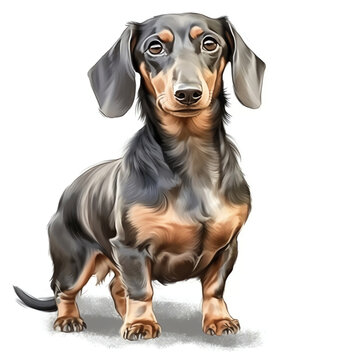 dachshund with style hand drawn watercolor digital painting illustration