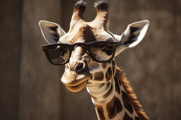 a giraffe wearing glasses