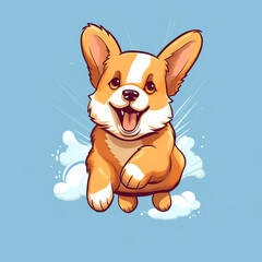 Generative AI Cute puppy welsh corgi cartoon icon, vector illustration.
