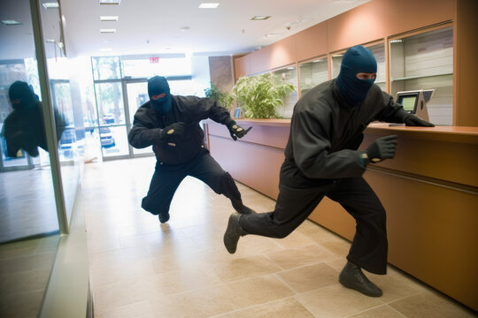 Robbers robbing a bank, generative AI