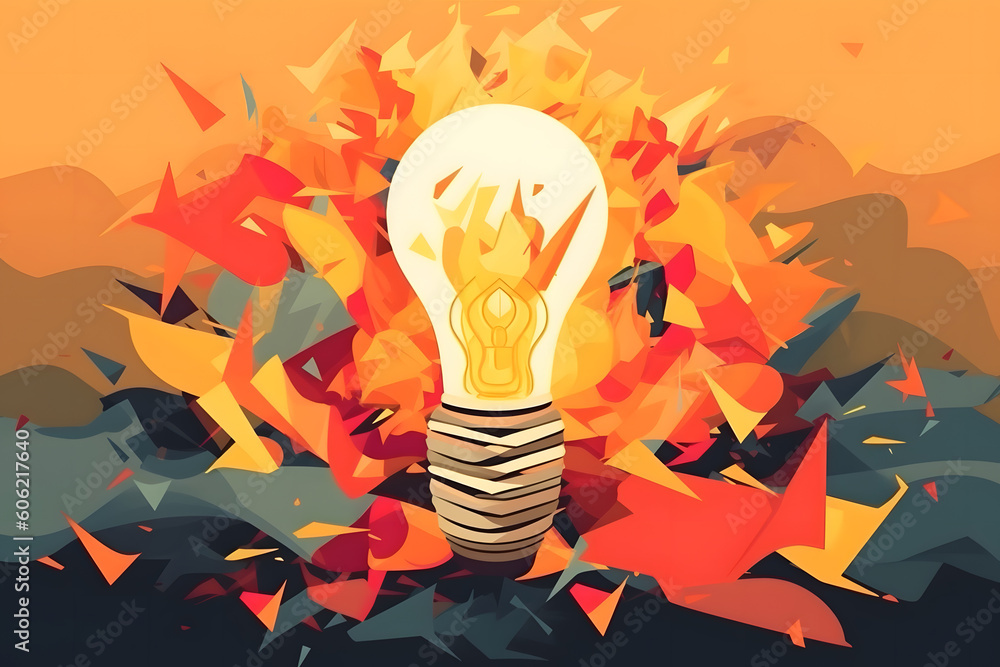 Aufkleber light bulb abstract idea search concept. creative and inspiration. neural network ai generated