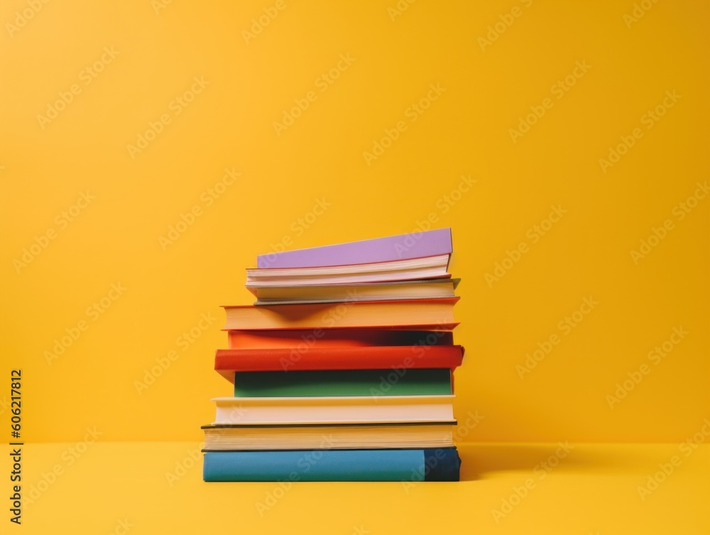 Aufkleber a stack of books sitting on top of each other. ai generative image.