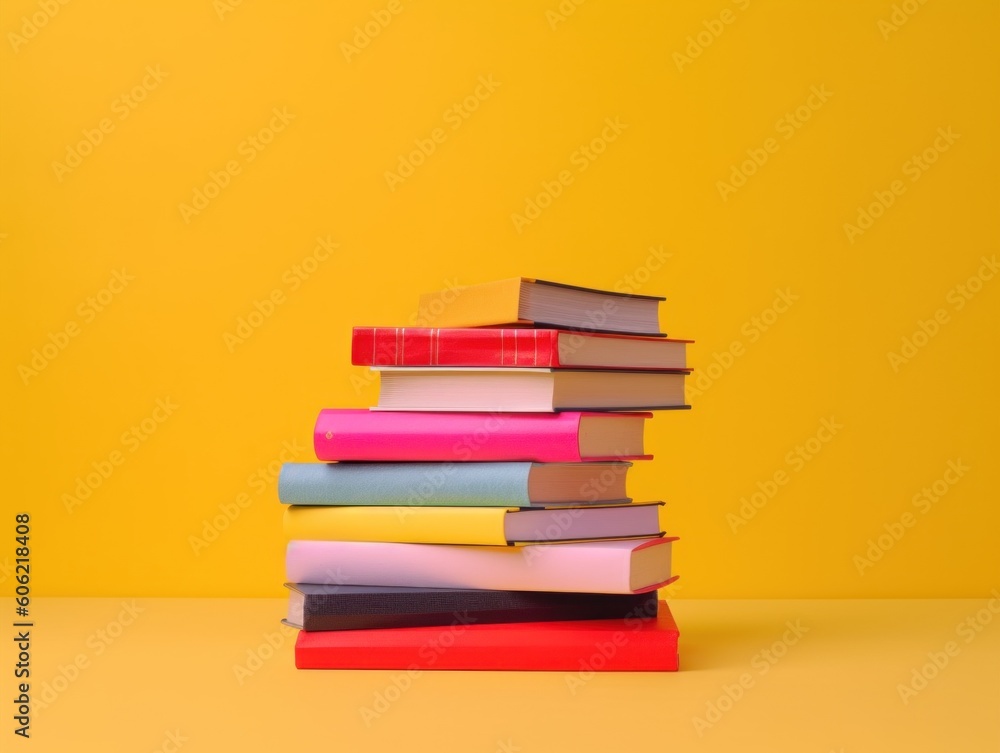 Aufkleber a stack of books sitting on top of each other. ai generative image.