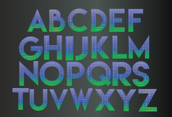 Gradient gold line pattern, alphabet letters font
