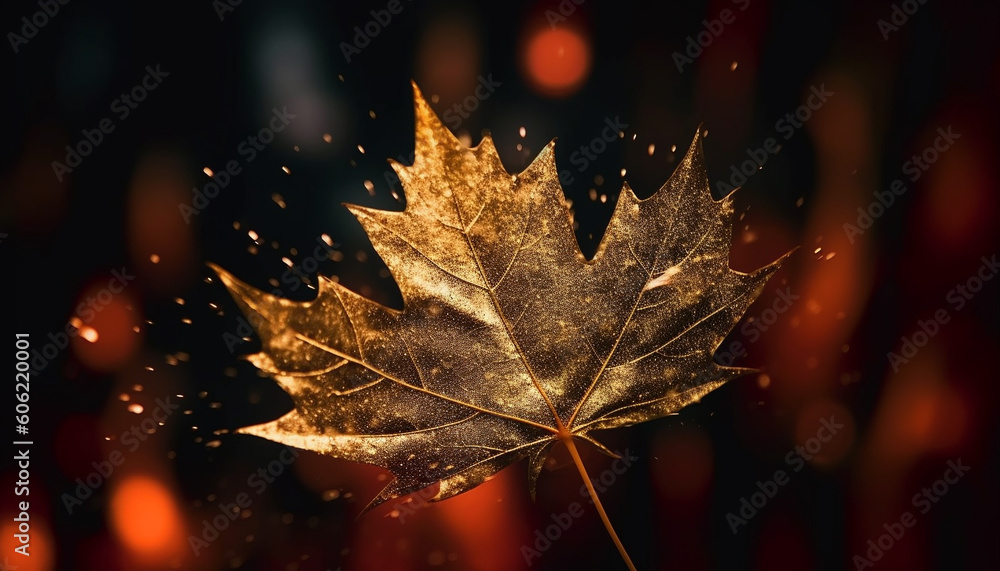 Poster vibrant autumn leaves falling, creating colorful pattern generated by ai