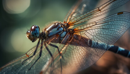Vibrant dragonfly wing in beauty generated by AI
