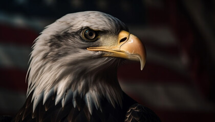 Fototapeta premium Majestic bald eagle headshot portrait generated by AI