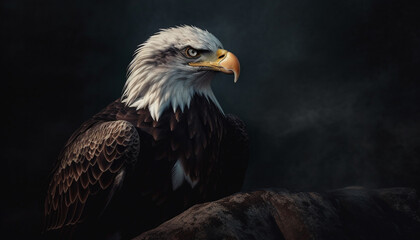 Obraz premium Majestic bald eagle perching, of freedom generated by AI