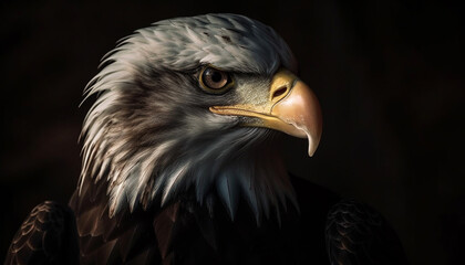 Fototapeta premium Majestic bird of prey perching on branch generated by AI