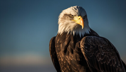 Majestic bald eagle perching, talons in focus generated by AI