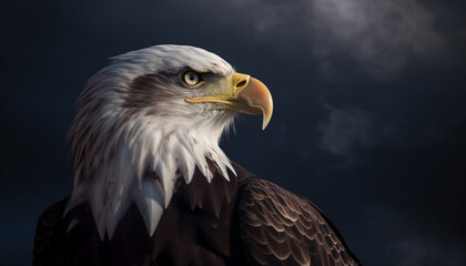Obraz premium Majestic bald eagle perching, talons in motion generated by AI