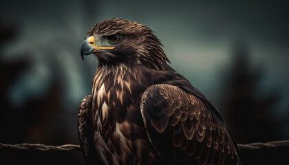 Fototapeta premium Majestic bird of prey perching on branch generated by AI