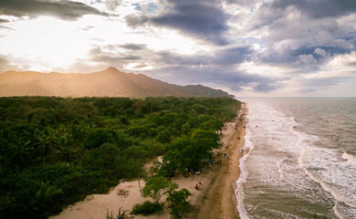 Imagen aérea de la playa de Palomino- Santa Marta, Colombia
